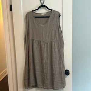 Tan linen dress